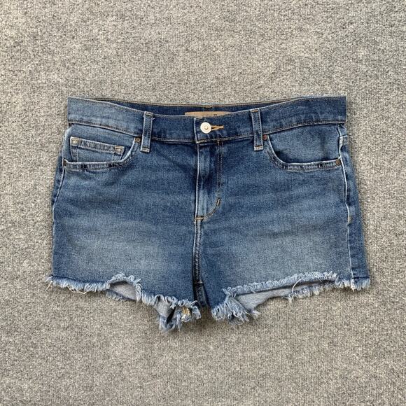 Joes Jeans Shorts Womens 29 Blue Denim Raw Hem Stretch Micro Zip Fly Stretch - Picture 2 of 10